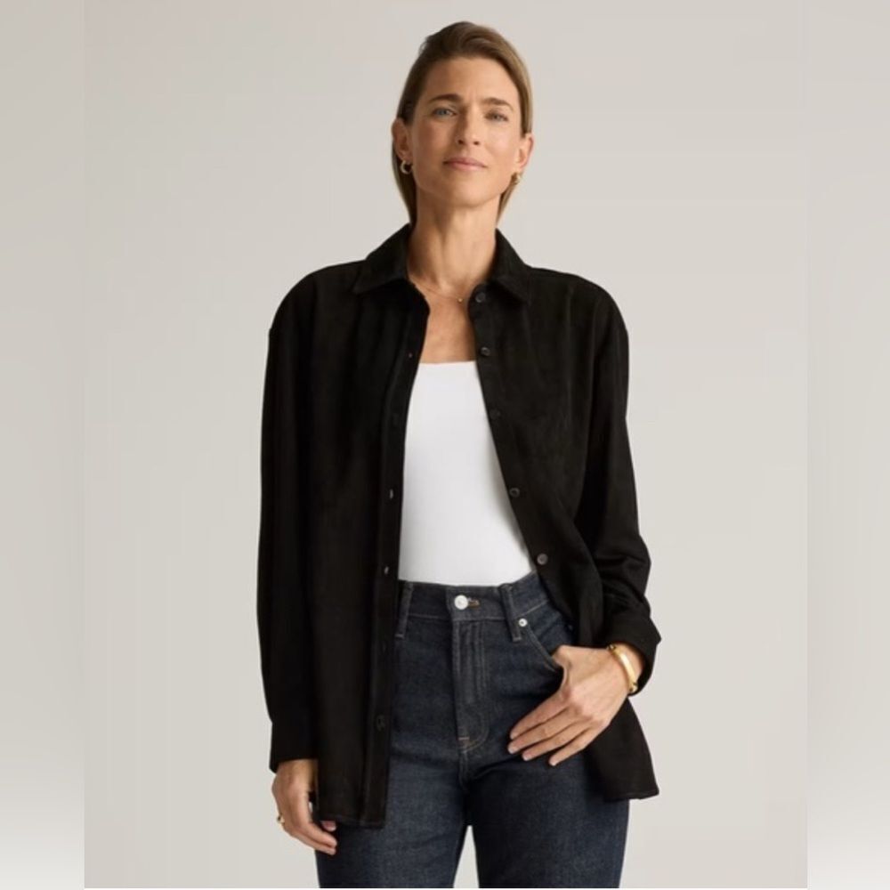 Quince 100% Suede Overshirt Goat NWT layering classic oversized XL